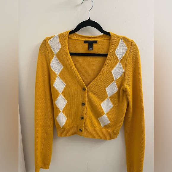 Yellow-orange argyle cardigan - Picture 1 of 1